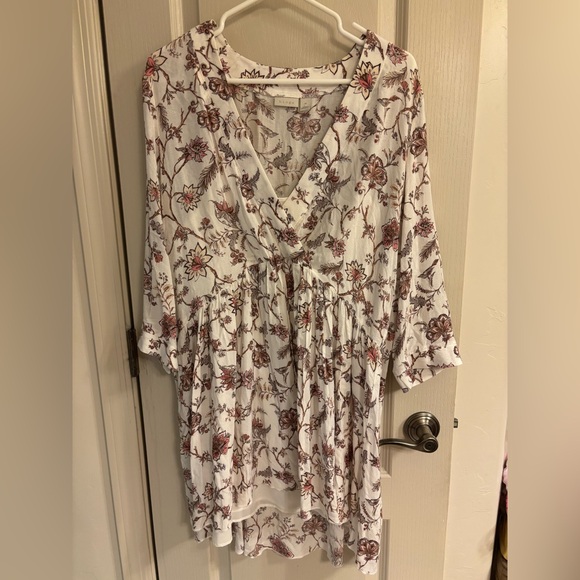 hinge Dresses & Skirts - Hinge Pink & Cream M Boho Dress with 3/4 Sleeves